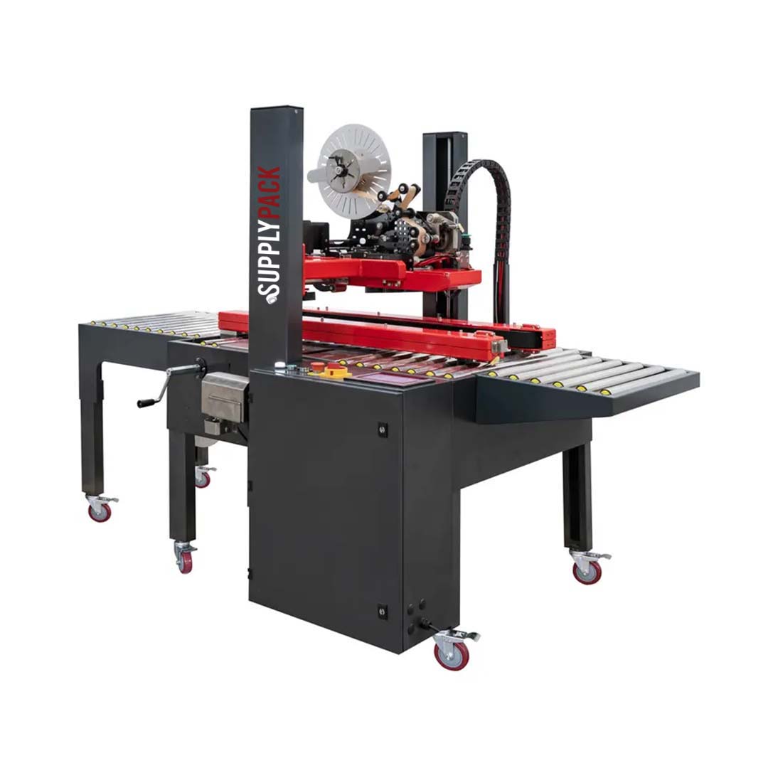 Seladora Eco Kraft 8001 — vista lateral com transportadores de rolos