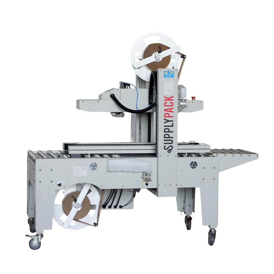 Seladora Eco Kraft 9001 — vista frontal com bobinas de fita gomada