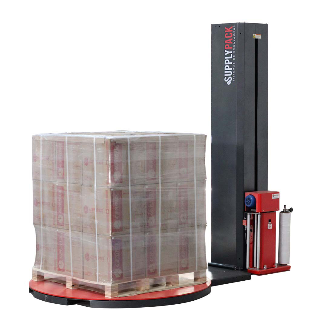 Pallet envolvido com filme stretch pela SPE-2400B